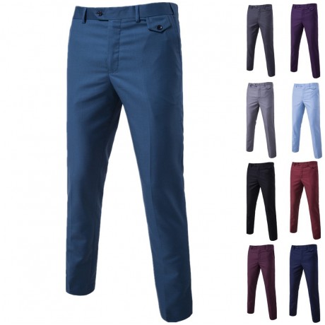 Men's Slim Fit Pants Casual Dress Pants Classic Fit Flat Front Trousers