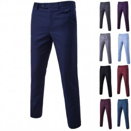 Men's Slim Fit Pants Casual Dress Pants Classic Fit Flat Front Trousers 