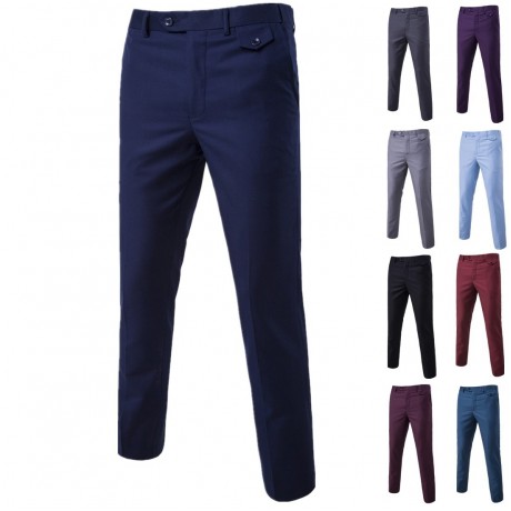 Men's Slim Fit Pants Casual Dress Pants Classic Fit Flat Front Trousers