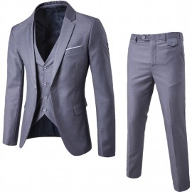 Mens 3 Piece Slim Fit Solid Color Suit Single Breasted Vintage Suits