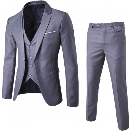 Mens 3 Piece Slim Fit Solid Color Suit Single Breasted Vintage Suits