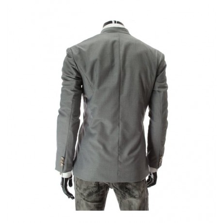 Men Slim Fit Stand Collar Coat Solid Color Asymmetrical Blazer Jacket