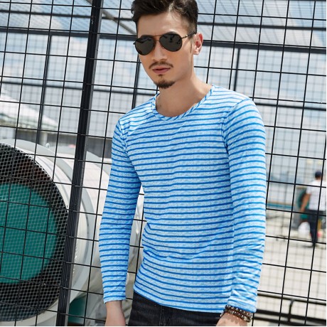 Men's Fashion V-Neck Shirt Printed Regular-Fit Long Sleeve T-Shirt