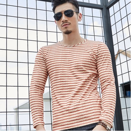 Men's Fashion V-Neck Shirt Printed Regular-Fit Long Sleeve T-Shirt