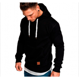 Fashion Men Outdoor Sports Sweater Casual Solid Color Hooded Top Velvet Sweater Coat