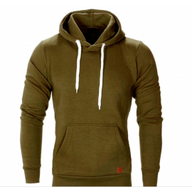Fashion Men Outdoor Sports Sweater Casual Solid Color Hooded Top Velvet Sweater Coat 