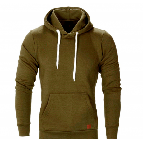 Fashion Men Outdoor Sports Sweater Casual Solid Color Hooded Top Velvet Sweater Coat
