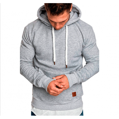 Fashion Men Outdoor Sports Sweater Casual Solid Color Hooded Top Velvet Sweater Coat