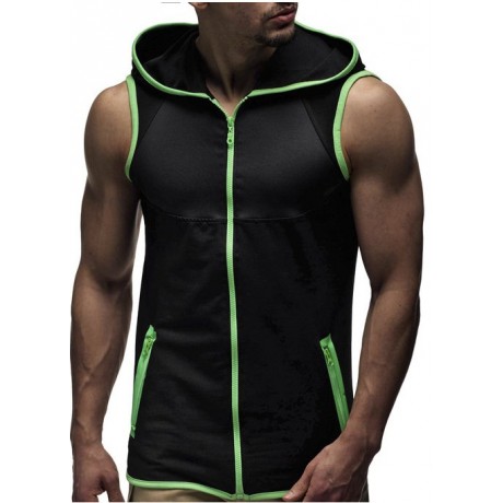  Mens Hooded Coat Slim Fit Sleeveless Hoodie Hoody Pullover Shirt Tee Top Vest