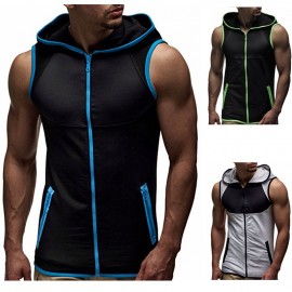  Mens Hooded Coat Slim Fit Sleeveless Hoodie Hoody Pullover Shirt Tee Top Vest