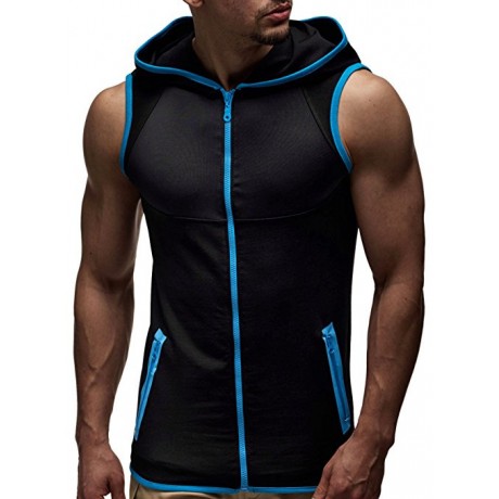  Mens Hooded Coat Slim Fit Sleeveless Hoodie Hoody Pullover Shirt Tee Top Vest