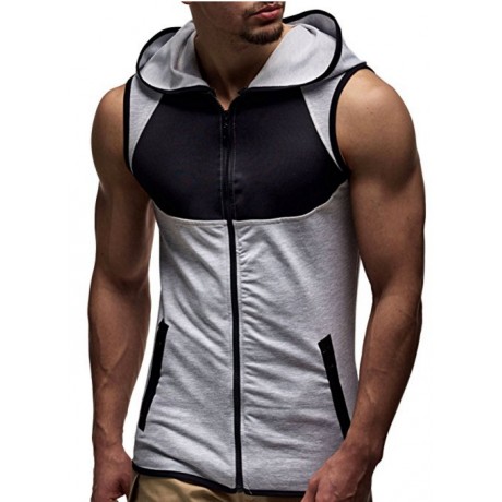  Mens Hooded Coat Slim Fit Sleeveless Hoodie Hoody Pullover Shirt Tee Top Vest