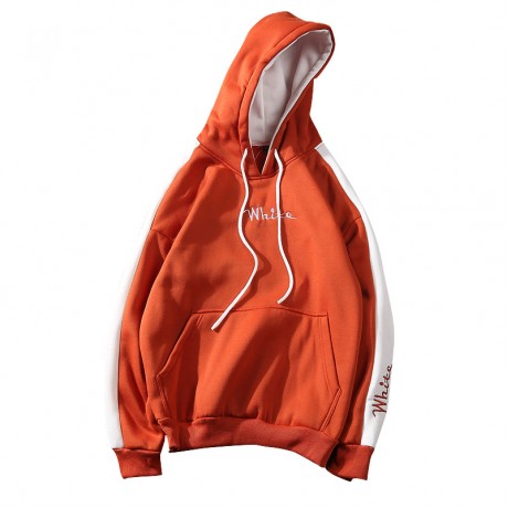 Fashion Men Casual Color Block Hooded Round Neck Long Sleeve T-Shirt Pullover Sweater Top