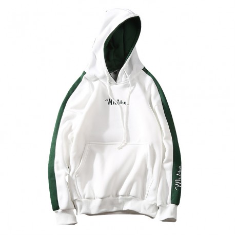 Fashion Men Casual Color Block Hooded Round Neck Long Sleeve T-Shirt Pullover Sweater Top