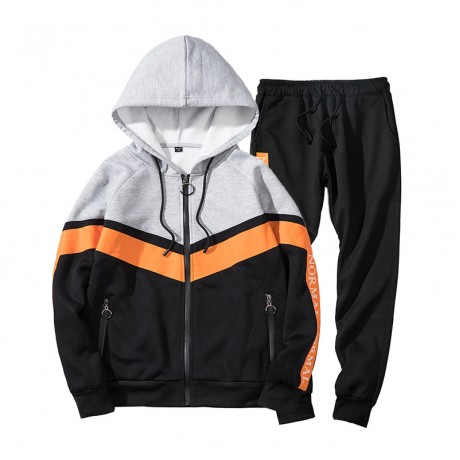 Men's Casual Tracksuit Sports Suit Long Sleeve Full-zip Jogging Sports Hoodies and Pants