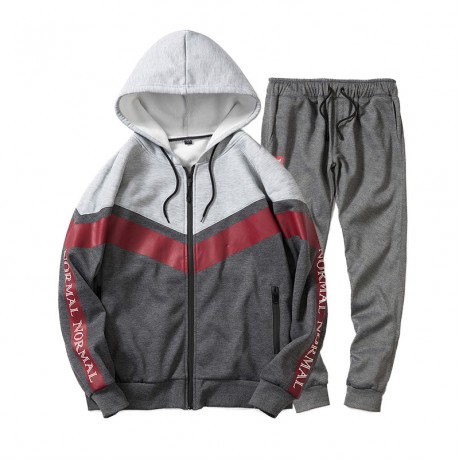 Men's Casual Tracksuit Sports Suit Long Sleeve Full-zip Jogging Sports Hoodies and Pants