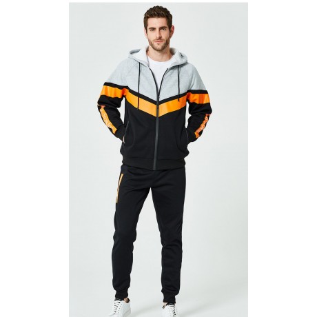 Men's Casual Tracksuit Sports Suit Long Sleeve Full-zip Jogging Sports Hoodies and Pants