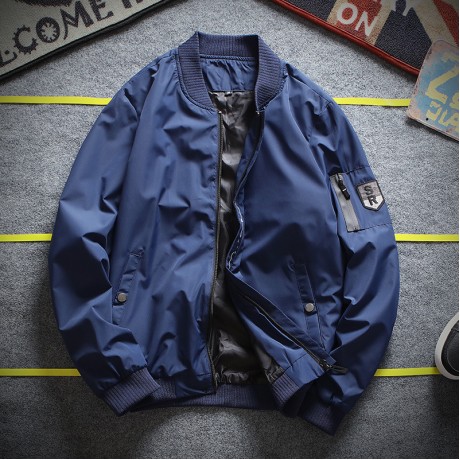  Fashion Bomber Jacket Stand Collar Flight Jacket Winter Windbreaker Coat for Men