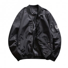  Fashion Bomber Jacket Stand Collar Flight Jacket Winter Windbreaker Coat for Men