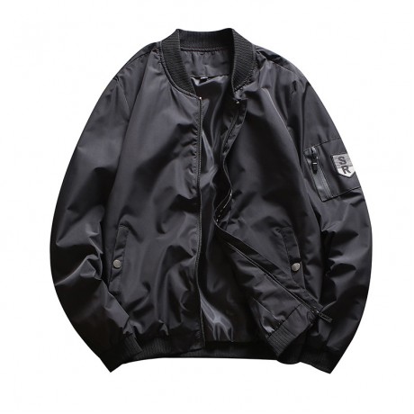  Fashion Bomber Jacket Stand Collar Flight Jacket Winter Windbreaker Coat for Men