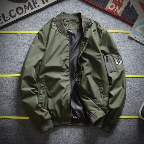  Fashion Bomber Jacket Stand Collar Flight Jacket Winter Windbreaker Coat for Men