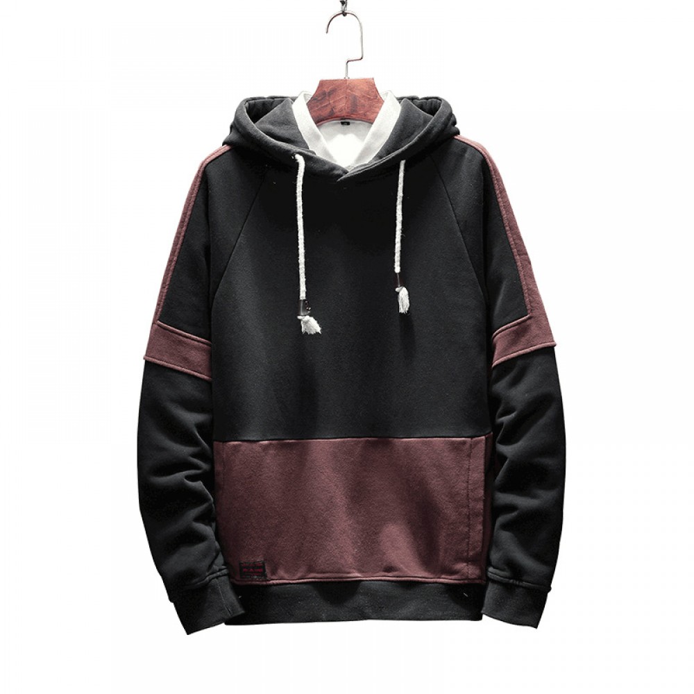 Fashion Men's Loose Hood Long Sleeves Sweaster Shirt Fake Two Stitch Sweatshirts