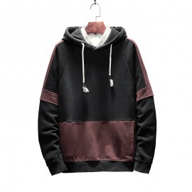 Fashion Men's Loose Hood Long Sleeves Sweaster Shirt Fake Two Stitch Sweatshirts