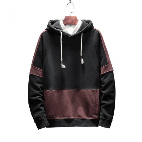 Fashion Men's Loose Hood Long Sleeves Sweaster Shirt Fake Two Stitch Sweatshirts