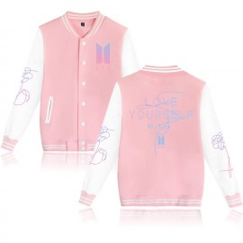Fashion Women's Casual Baseball Jacket Printed Long Sleeves Stand Collar Sports Baseball Jacket
