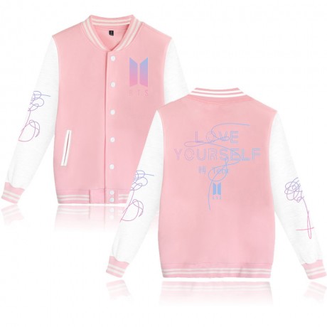 Fashion Women's Casual Baseball Jacket Printed Long Sleeves Stand Collar Sports Baseball Jacket