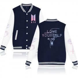 Fashion Women's Casual Baseball Jacket Printed Long Sleeves Stand Collar Sports Baseball Jacket 