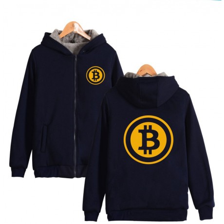 Bitcoin Printed Sweater Coat Super Thick Loose Velvet Zipper Sweater for Youth
