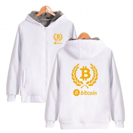 Bitcoin Printed Sweater Coat Super Thick Loose Velvet Zipper Sweater for Youth