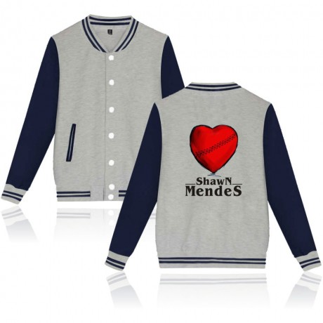 Womens Broken Red Heart Print Baseball Jacket Stand Collar Baseball Coat