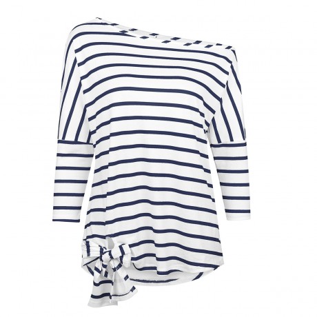 Women Striped off Shoulder Blouse Casual Top Ladies Loose Long Sleeve T Shirt Blouse