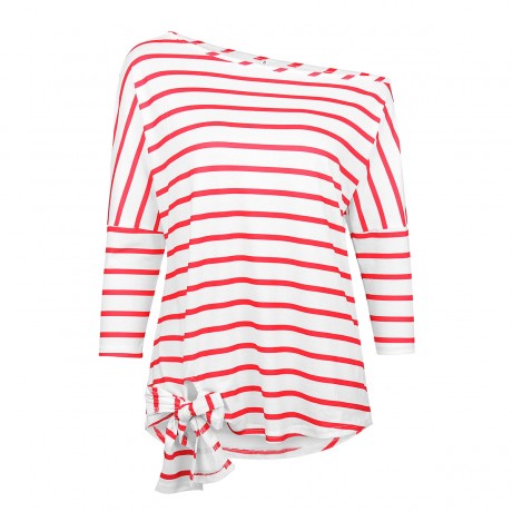 Women Striped off Shoulder Blouse Casual Top Ladies Loose Long Sleeve T Shirt Blouse