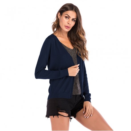 Long Sleeve Button Down Classic Sweater Slim Knit Cardigan for Women