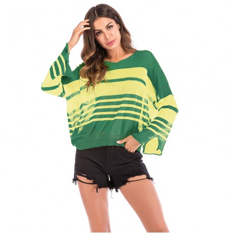  Women's Pullover Split Long Sleeve Sweater Hooded V-Neck Sweater Openwork Casual Loose Sweater