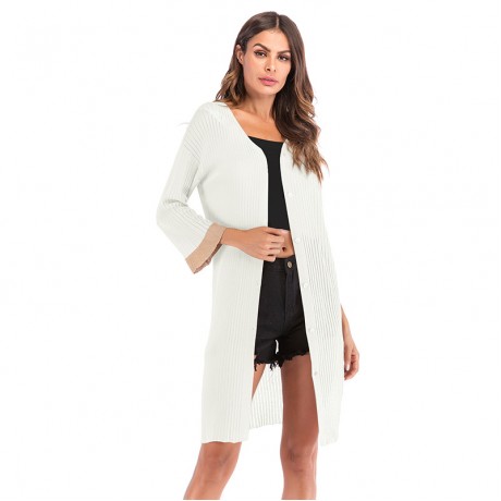  Women's Single Breasted Thin Cardigan V-Neck Sweater Casual Loose Sweater
