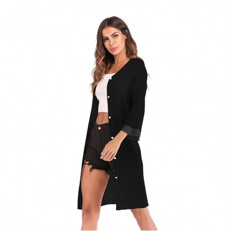  Women's Single Breasted Thin Cardigan V-Neck Sweater Casual Loose Sweater
