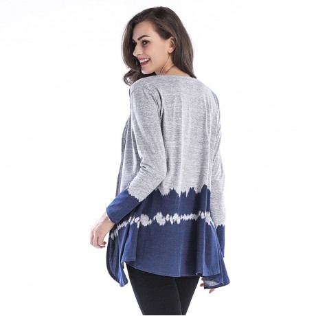 Casual Sweater Long Sleeve Gradient Color Cardigan V Neck Printed Knit Sweatshirt for Women