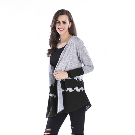 Casual Sweater Long Sleeve Gradient Color Cardigan V Neck Printed Knit Sweatshirt for Women