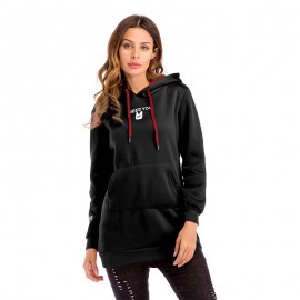 Women's Long Sleeve Sweater Cartoon Print Slim Sweater Pullover Hoodie Sweater with Pockets 