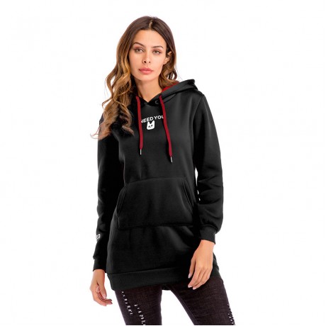 Women's Long Sleeve Sweater Cartoon Print Slim Sweater Pullover Hoodie Sweater with Pockets