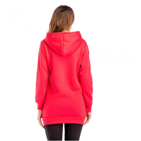 Women's Long Sleeve Sweater Cartoon Print Slim Sweater Pullover Hoodie Sweater with Pockets