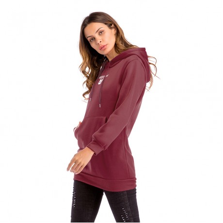 Women's Long Sleeve Sweater Cartoon Print Slim Sweater Pullover Hoodie Sweater with Pockets