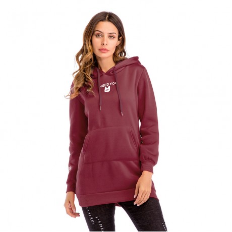Women's Long Sleeve Sweater Cartoon Print Slim Sweater Pullover Hoodie Sweater with Pockets