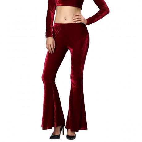 Women' s Flare Trousers Slim Fit Low Waist Long Legs Pants(S=XL)