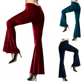 Women' s Flare Trousers Slim Fit Low Waist Long Legs Pants(S=XL) 