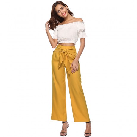 Women's Comfy Lace-Up Casual Wide Leg Long Pants(S-XL)